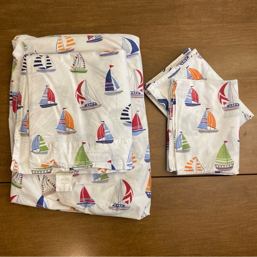 Pottery Barn Kids Sailboat Full Sheet Set - 100% Cotton